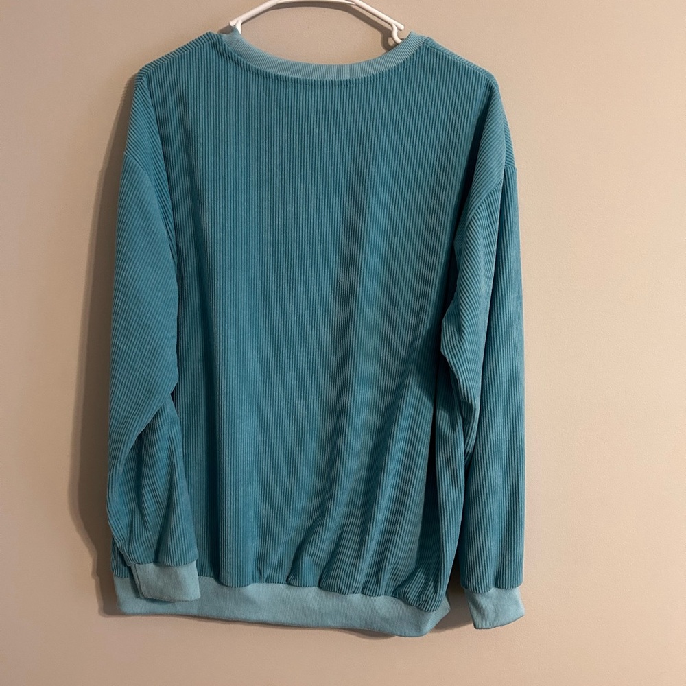 Floral Embroidered Teal Sweater - Picture 2 of 2